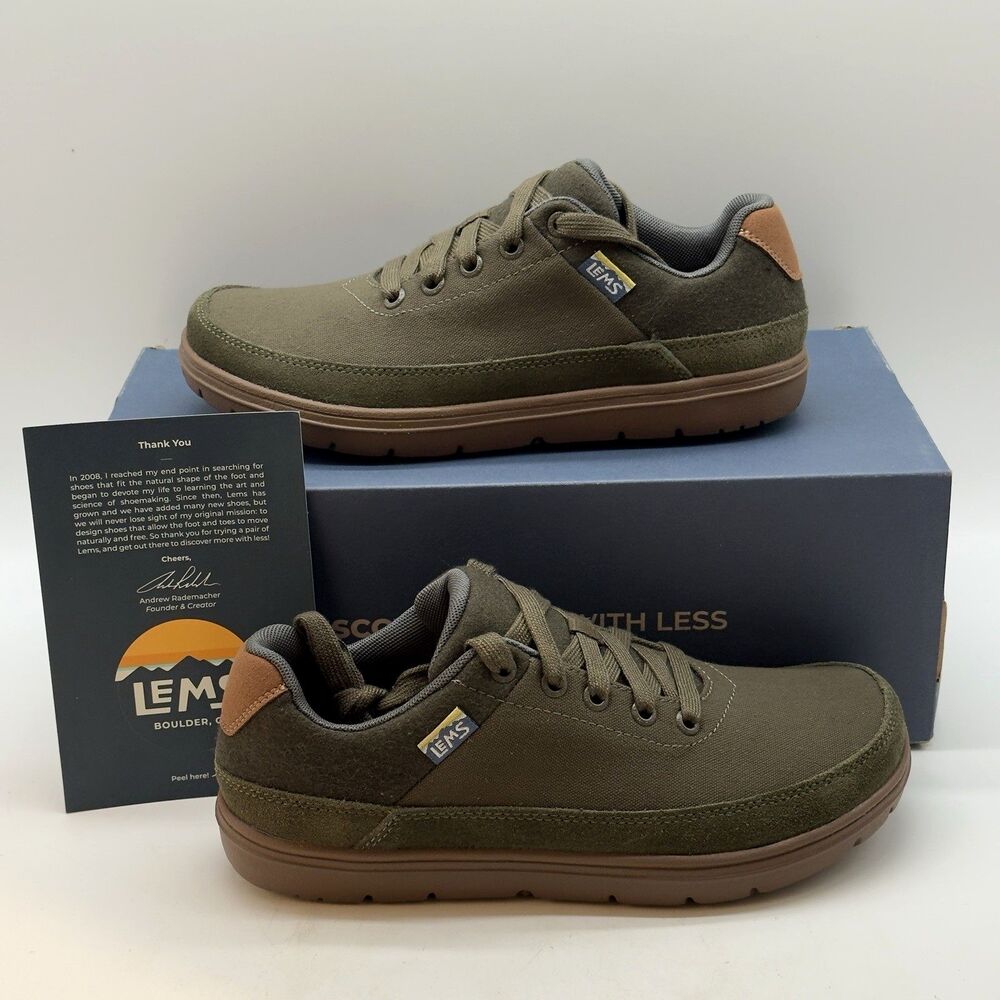 Lems Chillum Canvas Barefoot Shoes Men 6 - Women 7.5 Spruce Minimalist Zero Drop